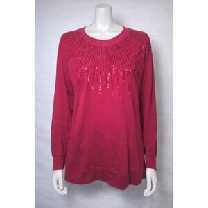 Belle by Kim Gravel A711073 Starburst Sequin Top Pink Holiday